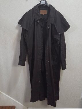 Men's Black Long Trench Coat - Classic Water-Resistant Overcoat